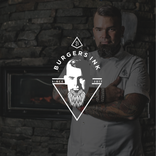 Burger design with the title 'Logo for delivery only hipster burger place - tattoo art or better idea? BURGERS INK'