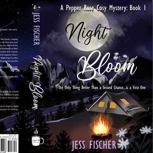 Campfire design with the title 'Night Bloom'