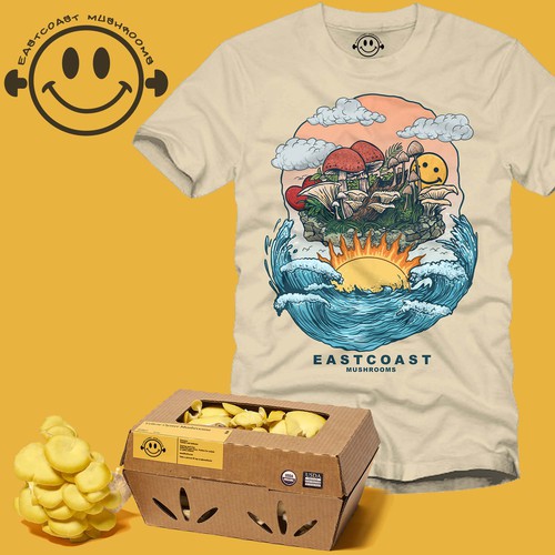 Beach artwork with the title 'Eastcoast Mushooms'