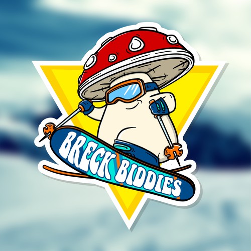 Skiing design with the title 'Skiing Mushroom'