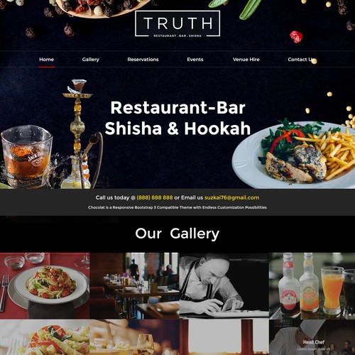 Parallax website with the title 'Bar & Resturant'