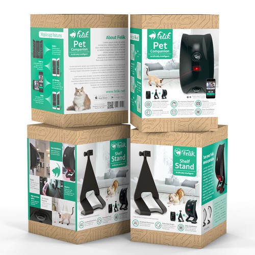 Technology packaging with the title 'Modern package design for Felik products'