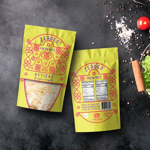 Yellow packaging with the title 'African Pouch Design'