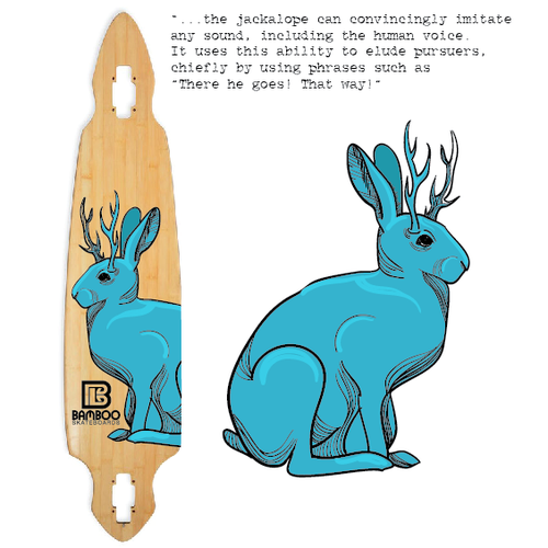 Rabbit illustration with the title 'Long board illustration'