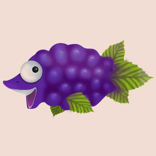 Fruit artwork with the title 'Fruit designs for big client campaign'