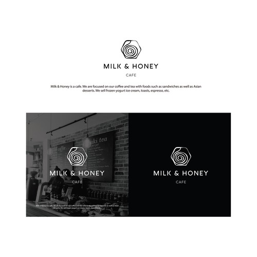 Cafe brand with the title 'Milk & Honey'