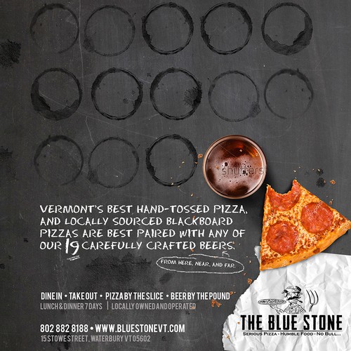 Print ad design with the title 'Concept Print Ad for Bluestone Pizza'