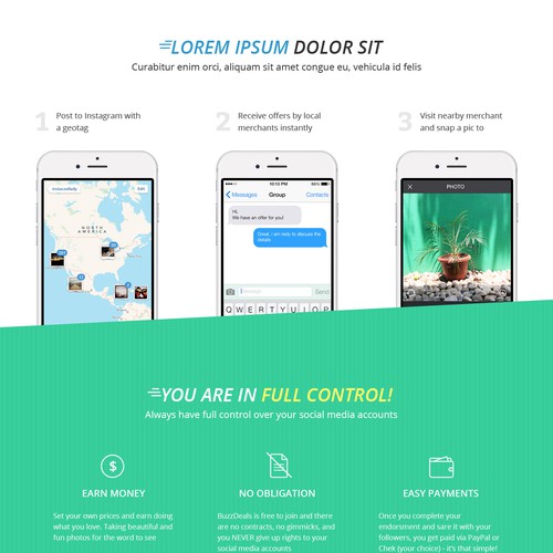 Post design with the title 'Landing page for Instagram Influencers'