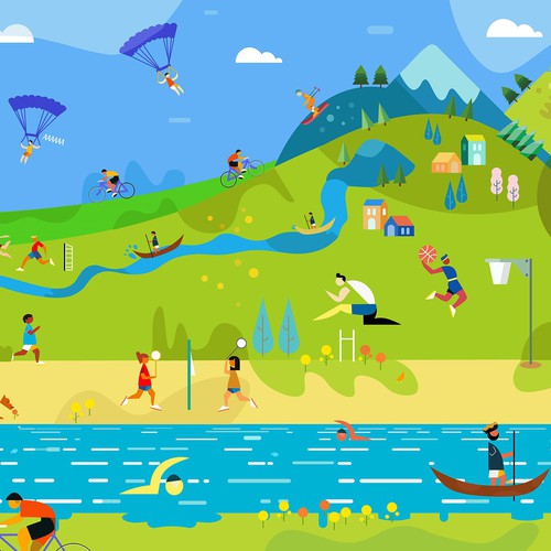 Flat design illustration with the title 'sports illustration'