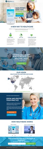 Health website with the title 'Healthbanc: Help us save lives by changing healthcare'