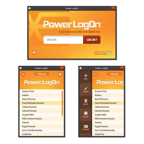 Theme design with the title 'Power LogOn App'