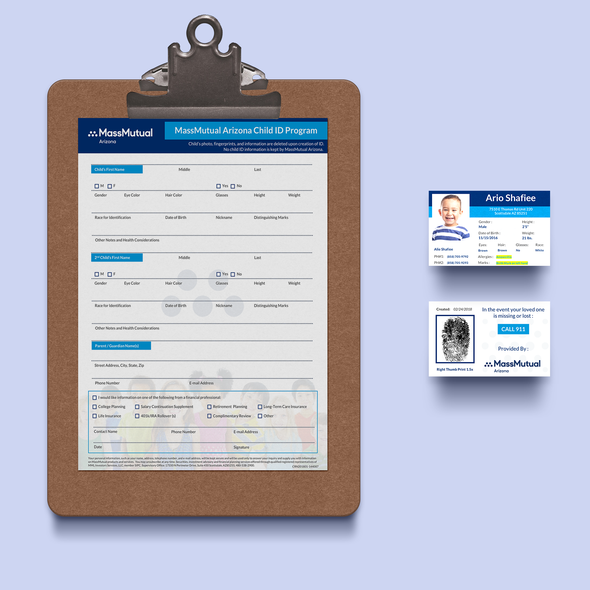 ID design with the title 'Easy to Edit/Print Child ID & corresponding Info Sheet'