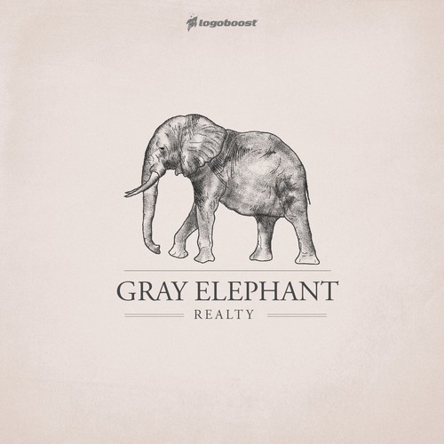 grey elephant head logo