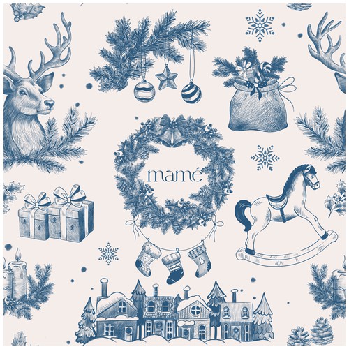 Classic illustration with the title 'Christmas Retro Old School Pattern'