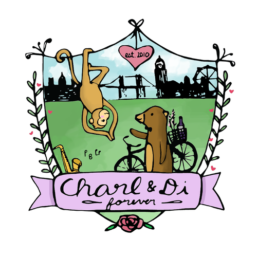 Wedding artwork with the title 'a whimsical wedding crest'