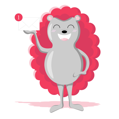 Smile artwork with the title 'Rad hedgehog in brand colors'