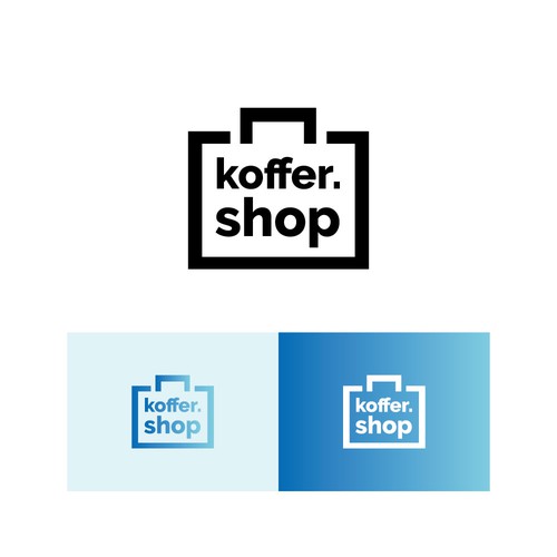 Trunk logo with the title 'Logokonzept für einen Koffer Onlineshop'