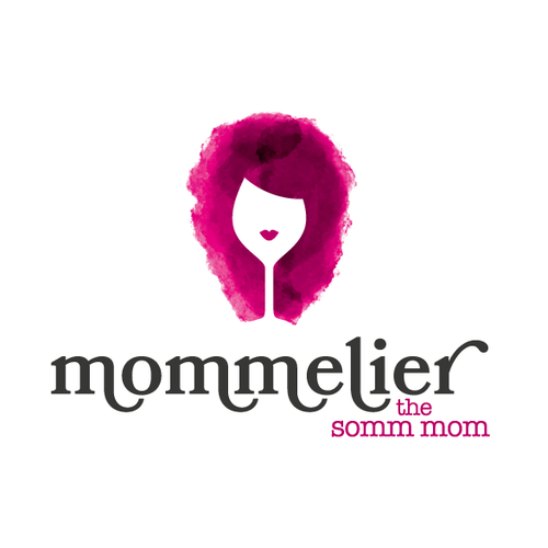 Pink and green design with the title 'Watercolor wine logo'