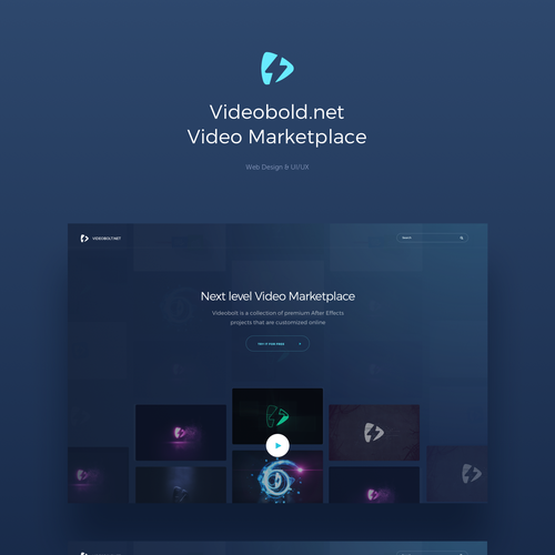 Marketplace design with the title 'VideoBolt '
