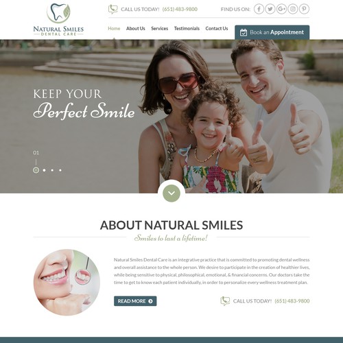 Dental website with the title 'Custom Dentist Site design'