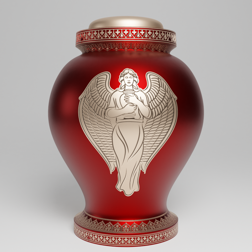 Angel design with the title 'Elegant, Aesthetic Cremation Urn'