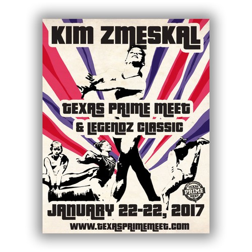 Gymnastics design with the title 'Texas prime meet'