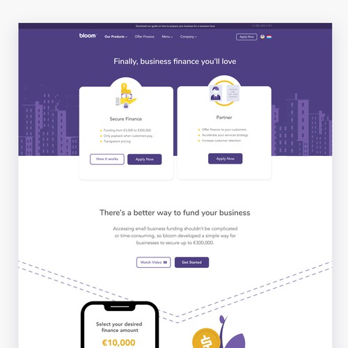 Bloom design with the title 'Bloom - Loan Service Website'