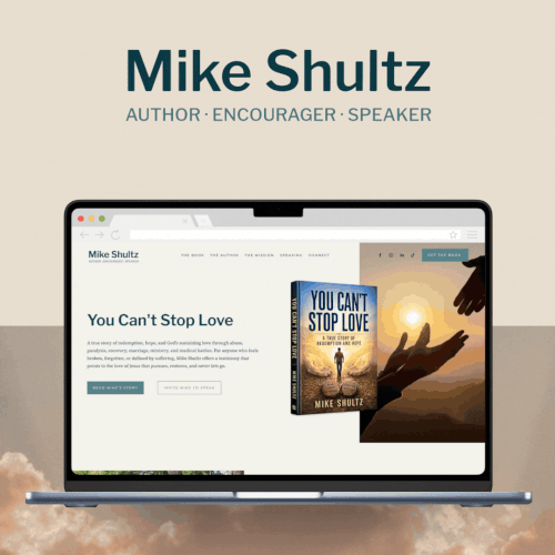 Design with the title 'Mike Shultz Author Website'