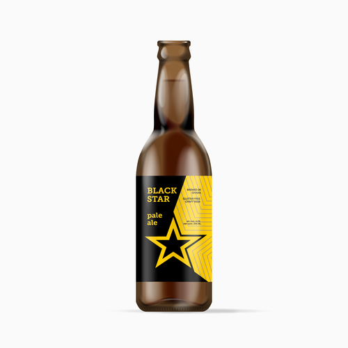 Yellow packaging with the title 'Label design for 'Black Star' - a craft beer brand from Ghana'