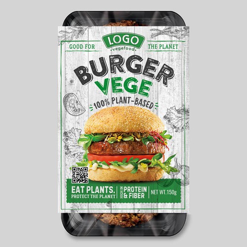 Retail label with the title 'YAMY / Burger Vege'