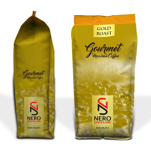 Gourmet packaging with the title 'NERO gourmet cofee'