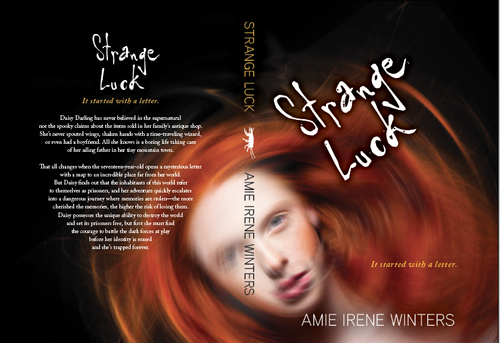 Cricket design with the title 'Strange Luck cover'