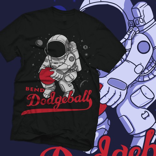 Astronaut t-shirt with the title 'bend dodgeball'