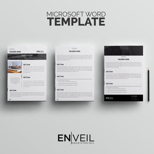 Office design with the title 'Microsoft Word Template'