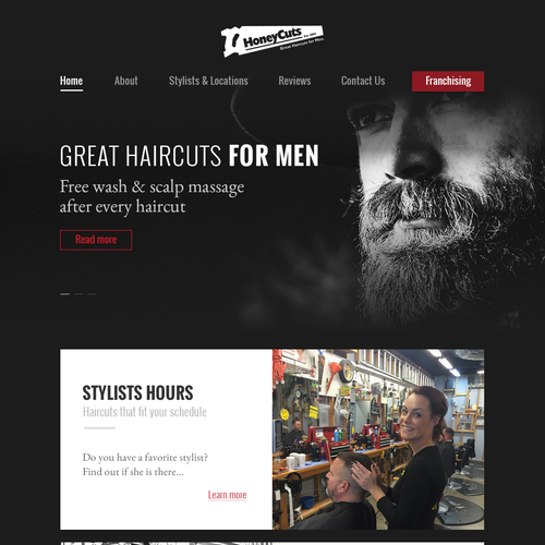 Men's fashion design with the title 'Landing page for men's hair salon'