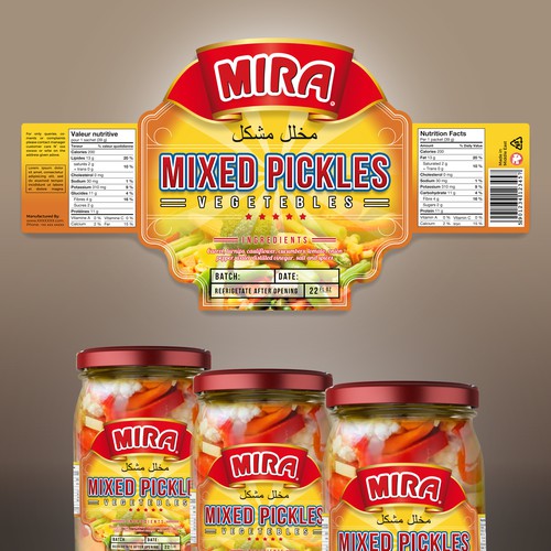 Vegetable packaging with the title 'Label Mixed Pickles'