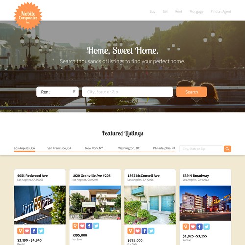 House website with the title 'Real Estate Listing App Website Design'