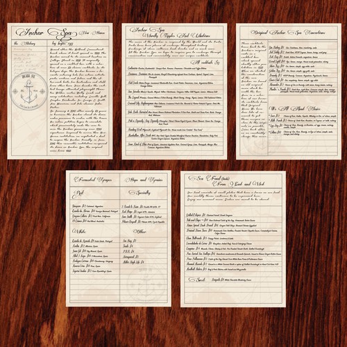 Nautical design with the title 'Restaurant Menu '