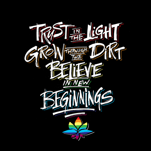 Rainbow design with the title 'Empowering T-Shirt design with a splash of pride'