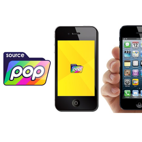 Pop art logo with the title 'Create an amazing logo for SourcePop (a knowledge management & collaboration software platform)'
