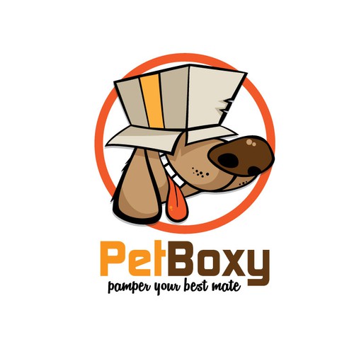 Pet care logo with the title 'Online Pet Goodies Business PetBoxy Needs A Classy Logo Design.'