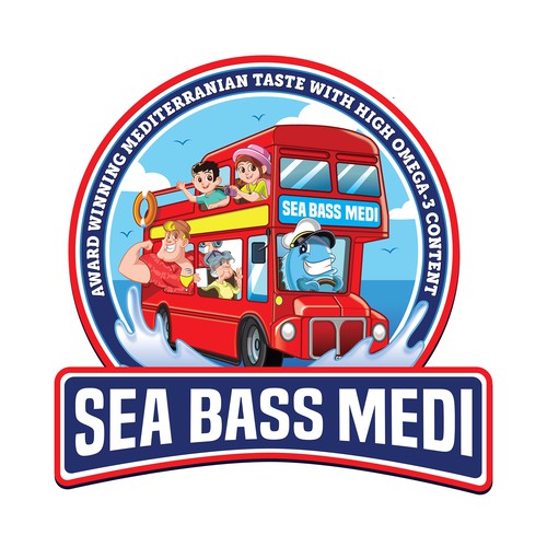 Fish brand with the title 'sea bass medi logo'