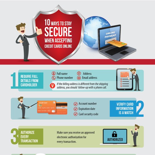 Ecommerce design with the title 'Infographic: 10 Ways to Stay SECURE when Accepting Credit Cards Online'