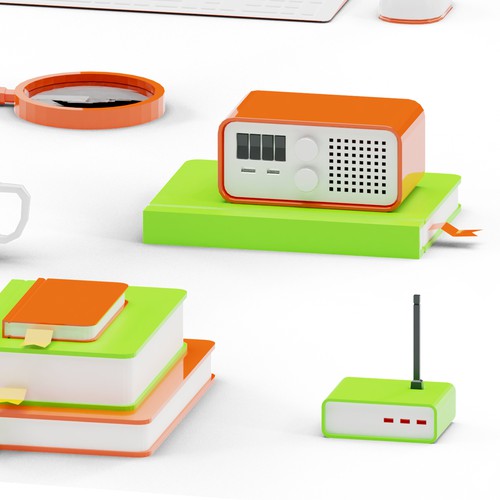 Computer artwork with the title 'Isometric Desk Supplies'