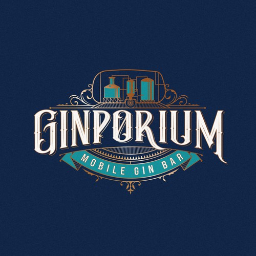 Bar and restaurant design with the title 'Mobile Gin Bar Logo & Branding Design'