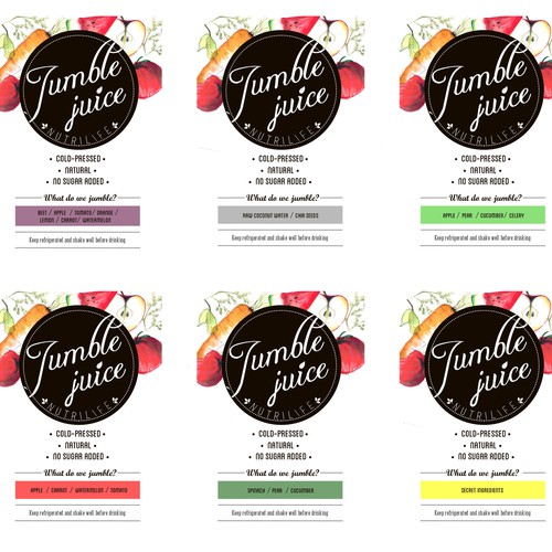 Juice label with the title 'Jumble Juice Label Design'