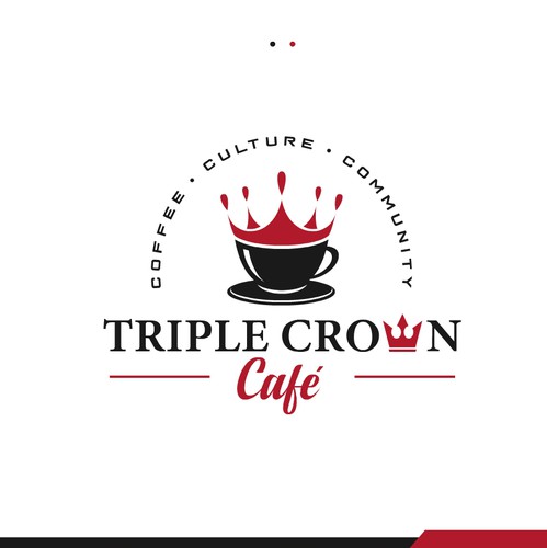 Coffee bean logo with the title 'Triple Crown Cafe Logo'