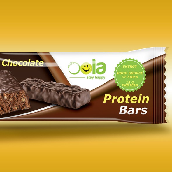 Dark chocolate packaging with the title 'Protein Bar wrapper'