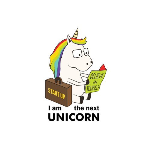 Unicorn artwork with the title 'Start Up Unicorn Illustration '