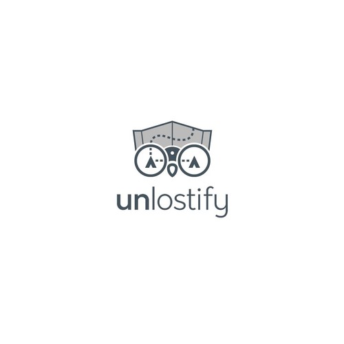 Map logo with the title 'unlostify'